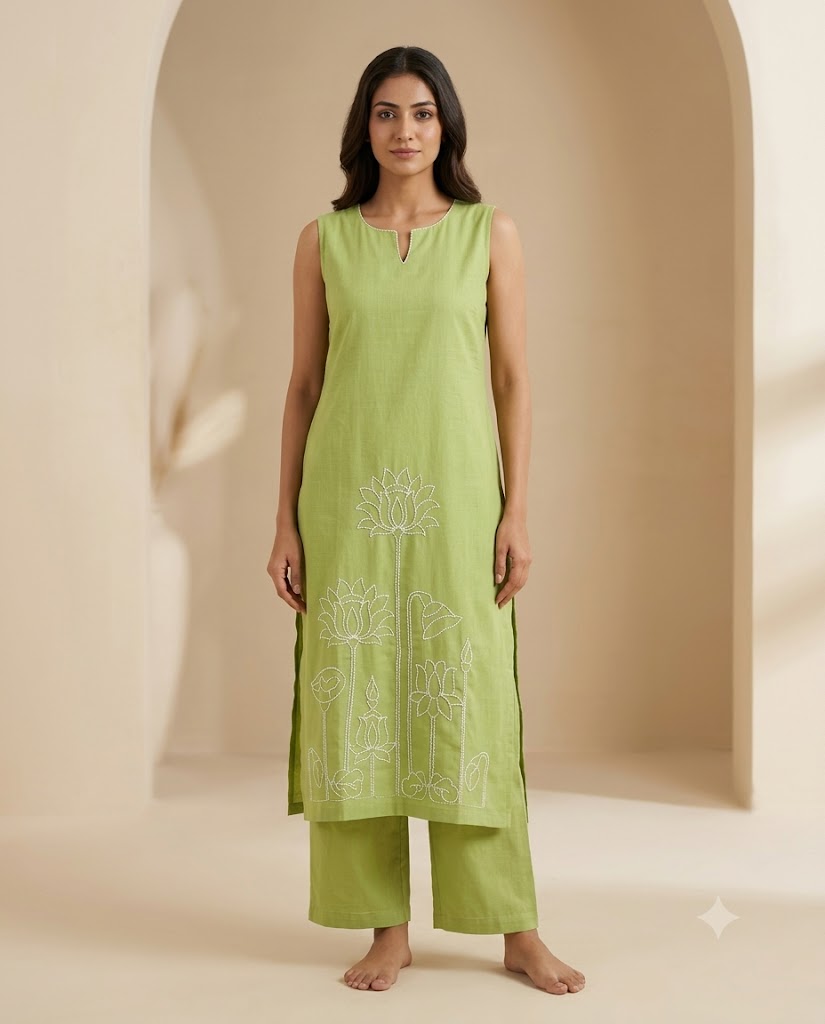 Pistachio Green Embroidered Co-ord Set